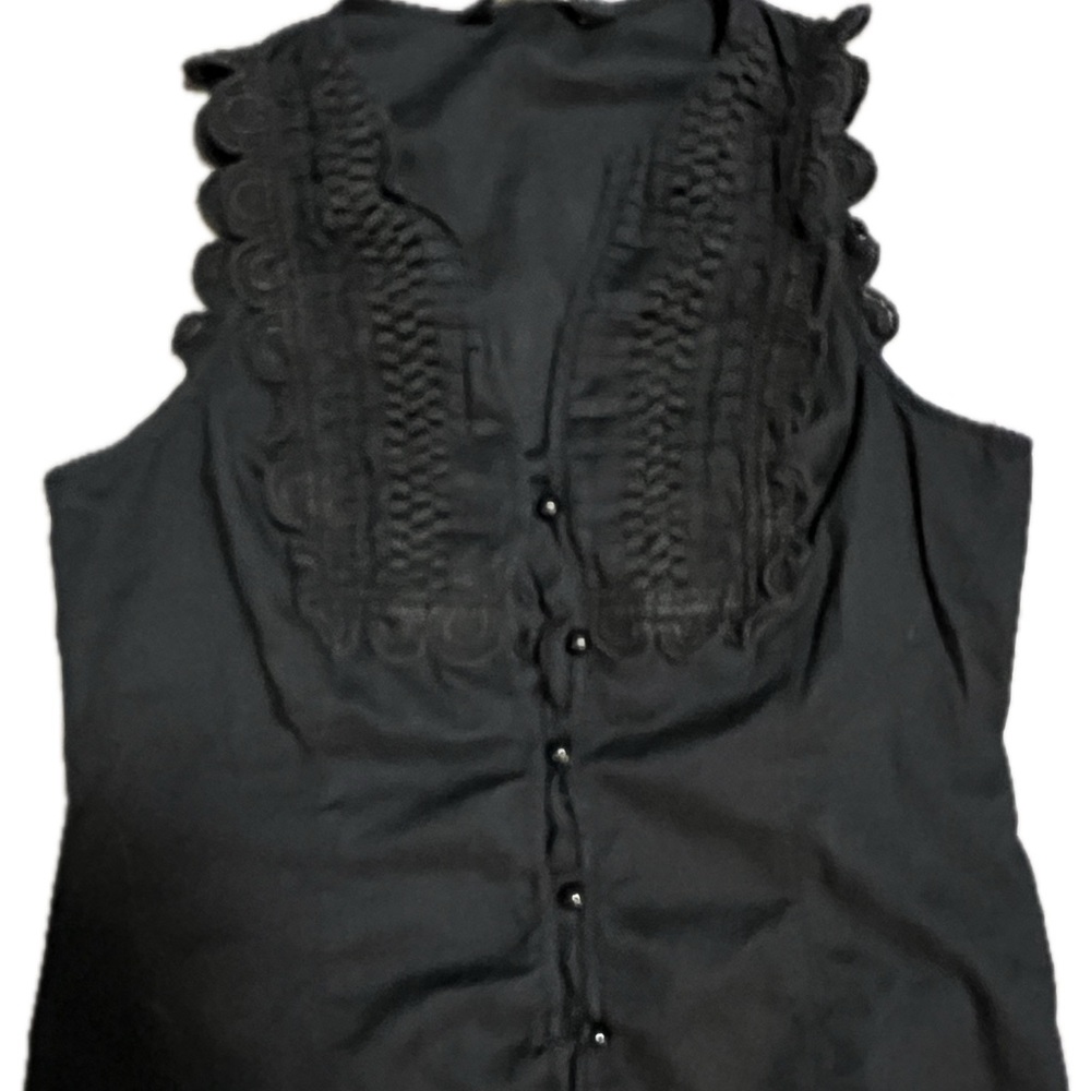 Express Black Sleeveless Blouse with Lace Detail
